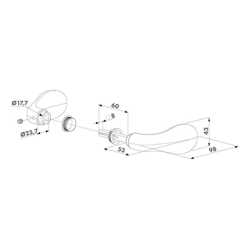 Locinox 3006C klinkstel - Aluminium - Ovale knop