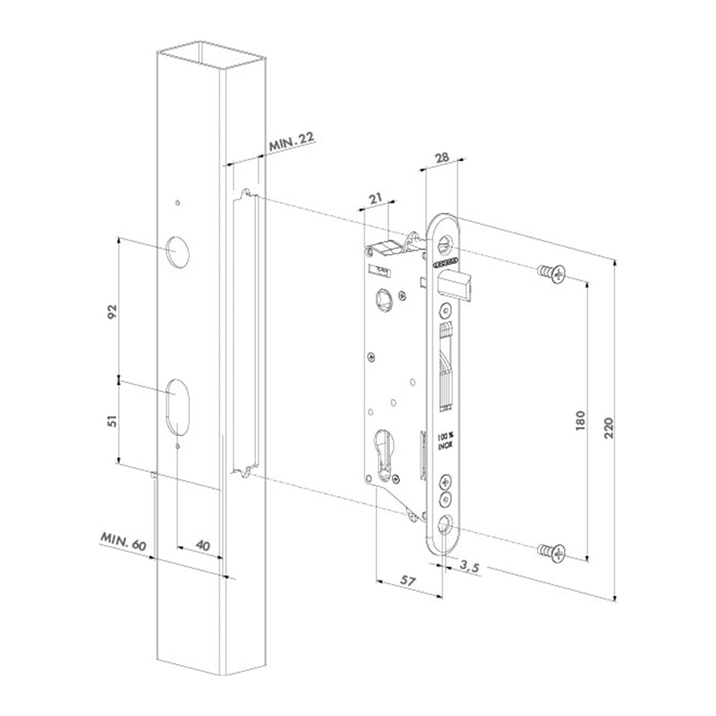 Locinox SIXTYLOCK Insteekslot - Doornmaat 40 Mm - Profiel > 60 Mm ...