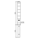 Uitneembare afzetpaal, wit-rood, instort, met driekantsluiting Ø108mm, H=900mm