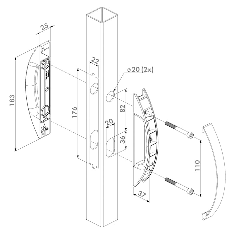 Locinox UNIWING afdekplaatje met geïntegreerd handvat – Aluminium