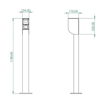 Scan&Go lege aanmeldzuil T1 - Inclusief kap & voorplaat - Aluminium - 100 x 80 x 1180 mm - RAL 7016