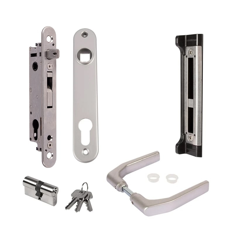 Locinox FORTYLOCK set - Met insteekslot, klinkstel, cilinder, deurschilden & slotvanger-min