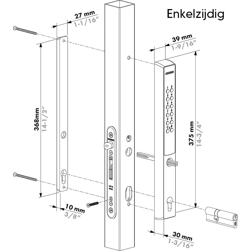 Locinox VERA batterijgevoed codeslot – Profieldiepte 40-60 mm - Enkelzijdig-min