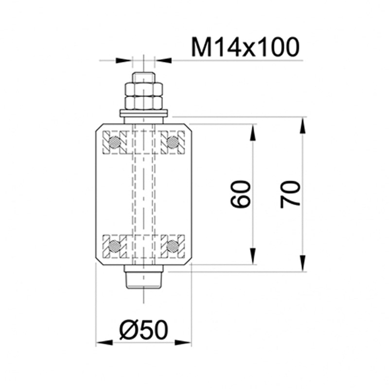 Geleiderol gelagerd - Nylon wit - Ø50 mm