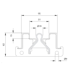 Comunello inbouwprofiel voor omega rail - 3 meter - voor 287R19