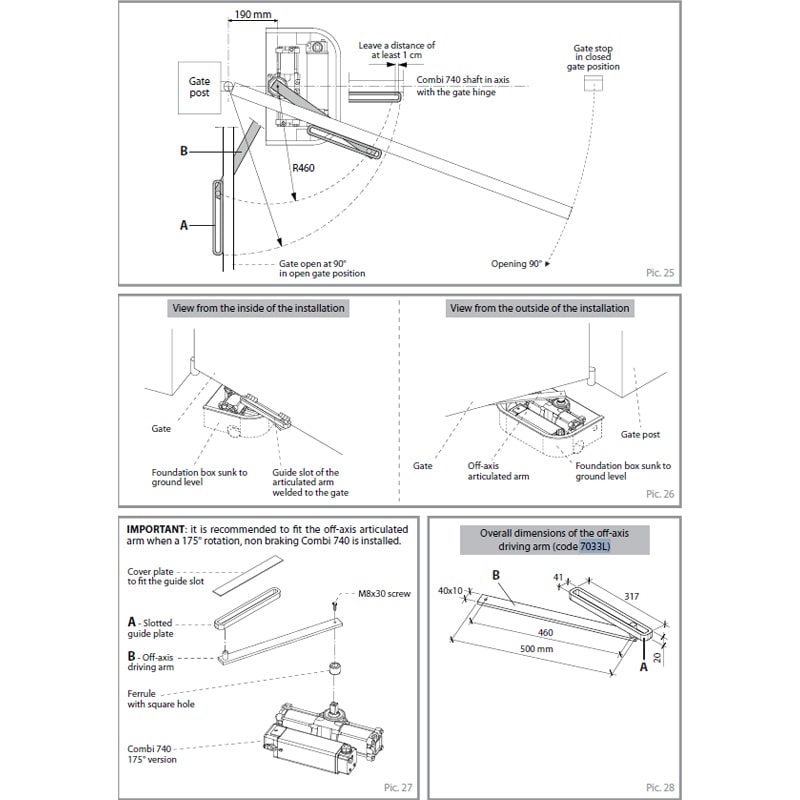 Fadini set bovengrondse arm - Voor COMBI 740 - Met geleiderail, afdekplaat, adapterbus, schroef 2-min