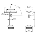 Leuninghouder 75 mm; voor Ø 42,4x2,0 mm.