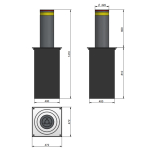 Benito hydraulische bollard - Ø220 - 6mm - 600mm - RVS 304 - LED 8