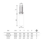 Benito semi-automatische bollard - RVS 304 maatvoering