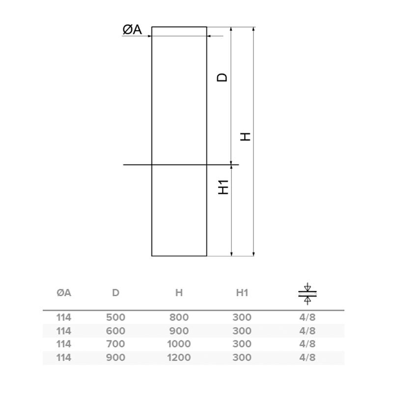 Benito vaste bollard - Ø114 mm - Wanddikte 4 mm - RVS 304 maatvoering