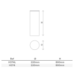 Benito vaste bollard - Ø220 mm - 800 mm - Versterkt beton - Wave finish - maatvoering